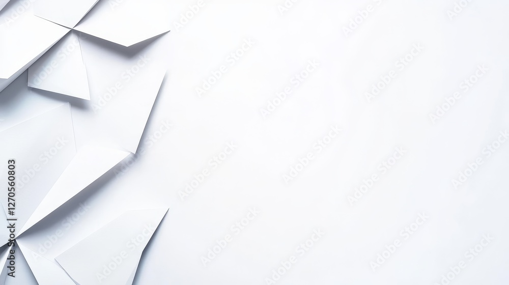 Poster abstract composition of white geometric shapes on a clean background for design use