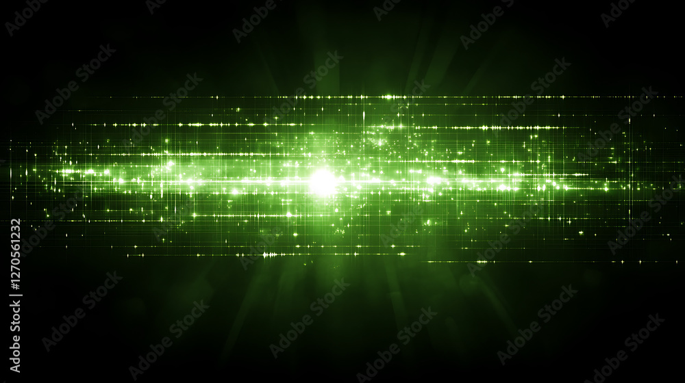 Aufkleber brilliant green light emission with geometric grid pattern visual display technology image
