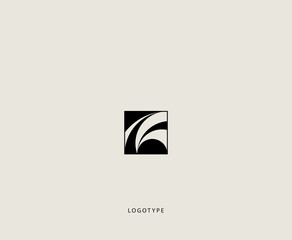 Square vector logo with abstract shapes. Waves or paint stains. Logo for art gallery or paint production.