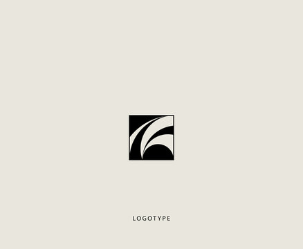 Square vector logo with abstract shapes. Waves or paint stains. Logo for art gallery or paint production.