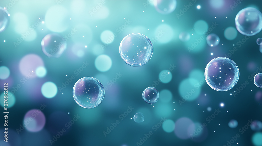 Aufkleber floating spheres: an abstract composition featuring an array of glowing, translucent spheres suspend