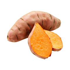 Sweet potato isolated on transparent background, in PNG format, cut out