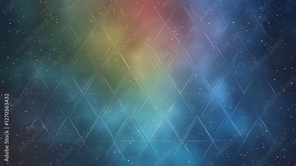 Poster celestial diamond pattern cosmic galaxy backdrop image with light streaks and starry effect