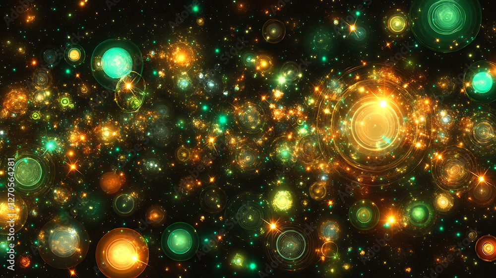 Aufkleber celestial orbs and sparkling stars a dazzling cosmic display of light and interstellar phenomena