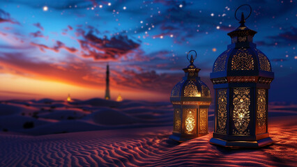 Fototapeta premium ramadan kareem mubarak happy muslim decoration mosque silhuete lamp arabic