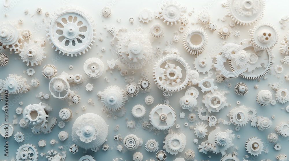 Aufkleber mechanical symphony: an intricate arrangement of gears interlock in a mesmerizing display of precisi