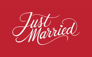 Modern Handmade Calligraphy 'Just Married' Lettering Vector Illustration for Wedding Card Background