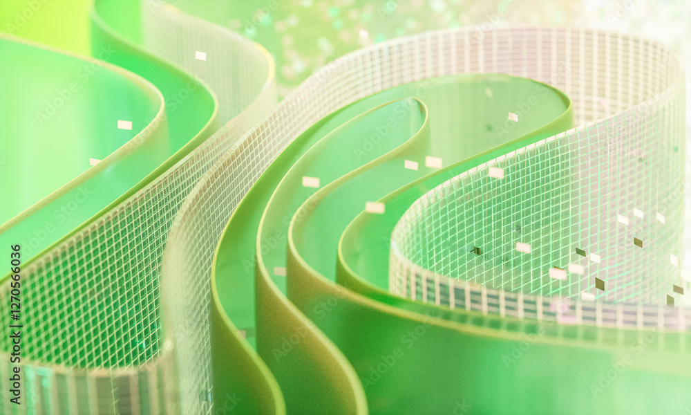 Poster 3d rendering of abstract digital layered crystal glass background. digital technology concept.
