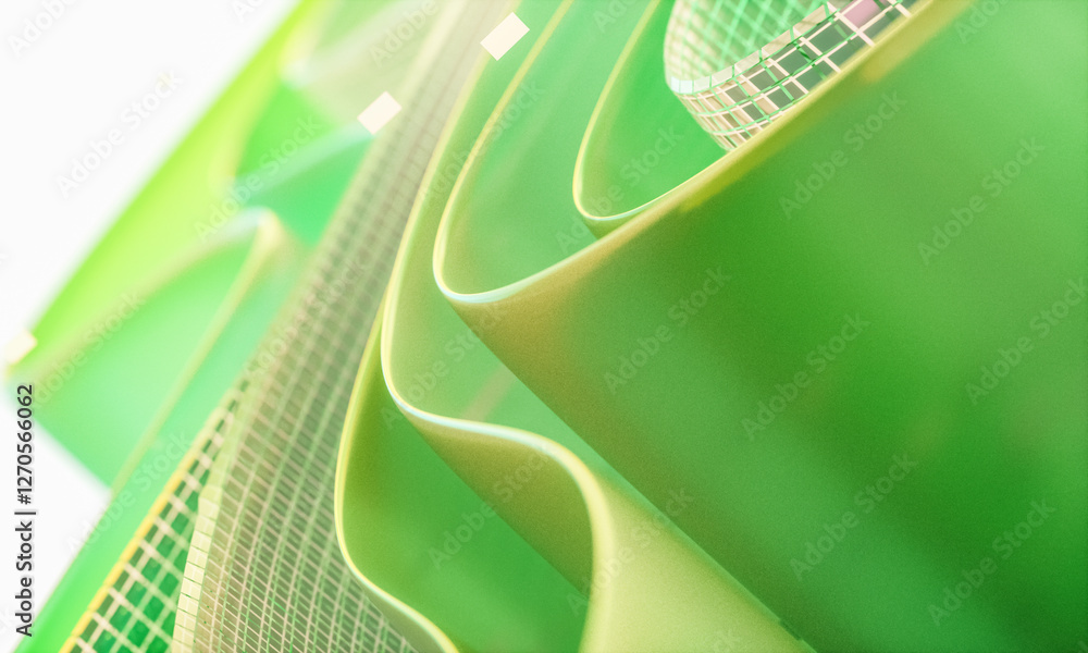 Poster 3d rendering of abstract digital layered crystal glass background. digital technology concept.