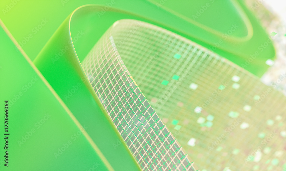Poster 3d rendering of abstract digital layered crystal glass background. digital technology concept.