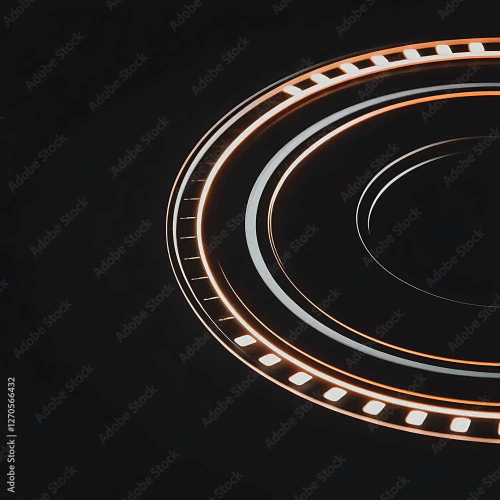 Poster circular abstract design with light and shadow effects on dark background illustration