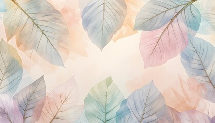 Soft Pastel Watercolor Leaves Illustration