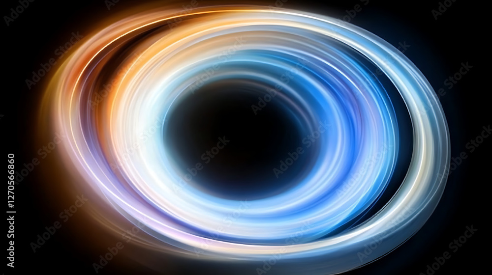 Poster circular swirl of light abstract design with dynamic colors radiating from the center on dark backgr