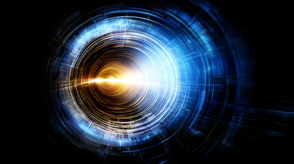 Obraz premium Circular Technology Portal With Light Beams Emanating From the Center Optical Illusion