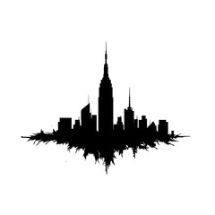 Cityscape Silhouette Symbol of Gotham Emblem Architecture Metropolis Skyline and Urban Landscape