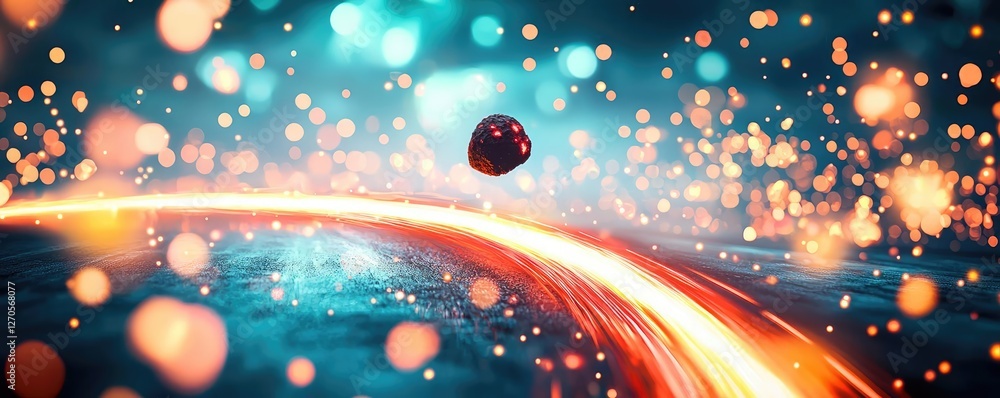 Poster asteroid impact concept. abstract vibrant lights and cosmic elements creating a surreal digital expe