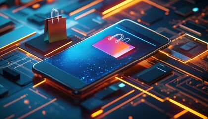 Mobile Shopping on Smartphone - Digital E-commerce Technology