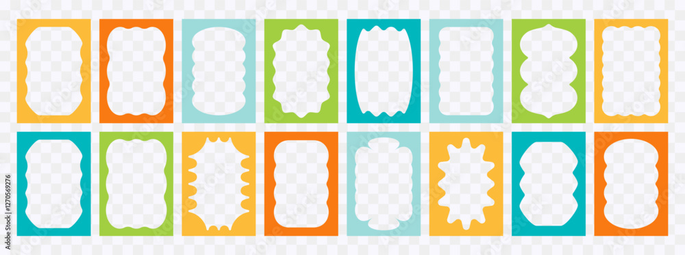 Aufkleber wavy frame borders. scallop shape line picture frames. vector colorful wave rectangle bg set. kid gr