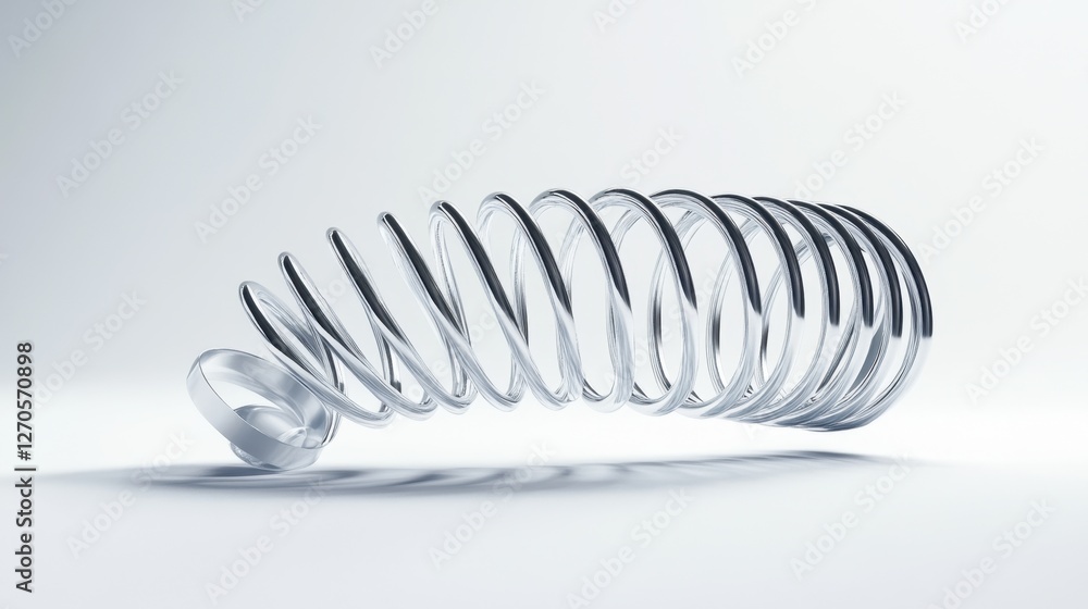 Poster a coiled flexible spring extending dynamically on a clean white surface.