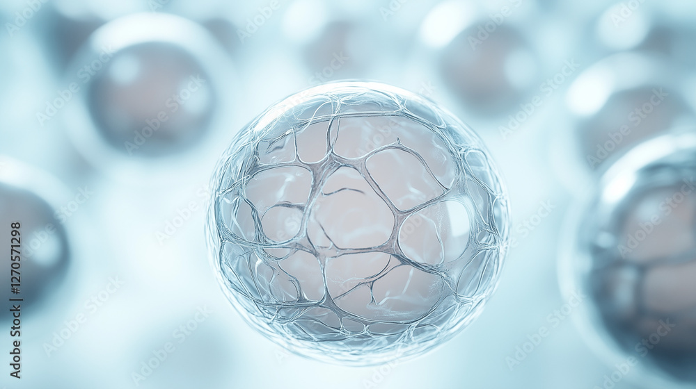 Aufkleber cellular world: an abstract, close-up view of a cluster of cells, each exhibiting intricate patterns
