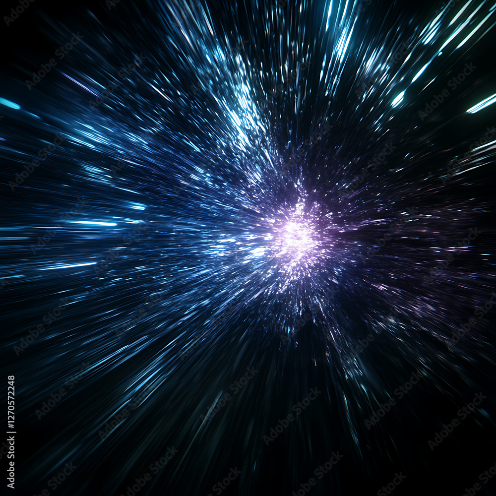 Poster cosmic burst through the void exploring the interstellar expanse of light and energy phenomena