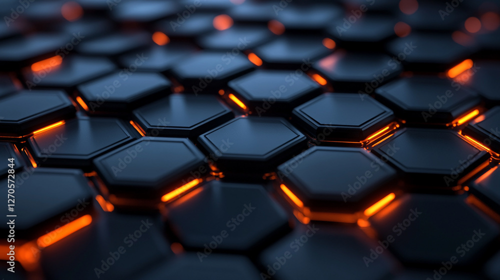 Poster interconnected hexagonal structures symbolizing networks connectivity and futuristic technology conv