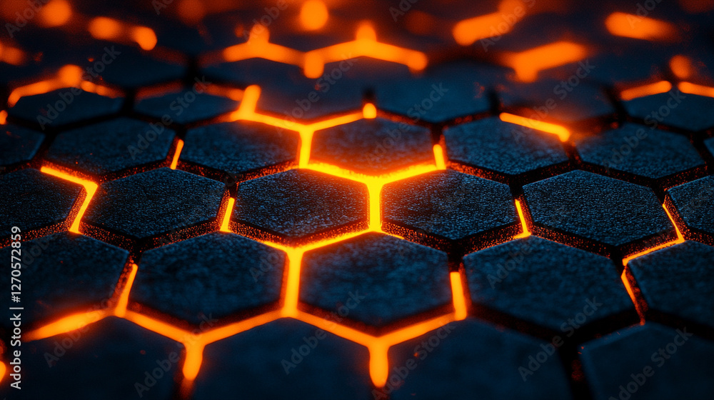 Poster interconnected hexagonal structures symbolizing networks connectivity and futuristic technology conv