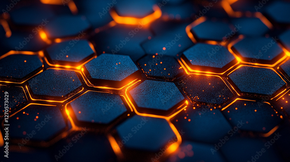 Poster interconnected hexagonal structures symbolizing networks connectivity and futuristic technology conv