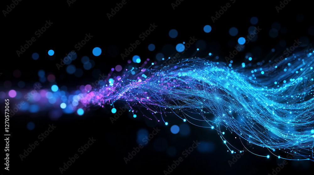 Aufkleber digital flow: an abstract display of digital information flow, featuring a glowing stream of interco