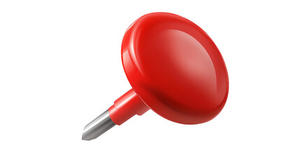 A red push pin is isolated on a transparent background in PNG format.