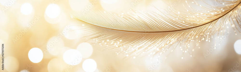 Poster delicate feather: a macro shot captures the intricate beauty of a single feather, highlighted agains