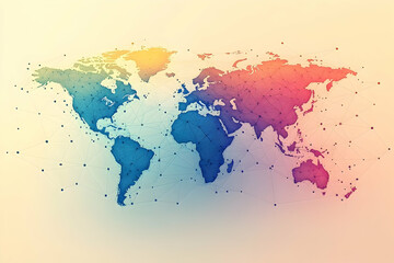 Interconnected world map with vibrant gradient and modern network design