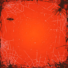 Creepy Crawlies Halloween Orange Backdrop with Spiders and Webs for Fright Night Design Work