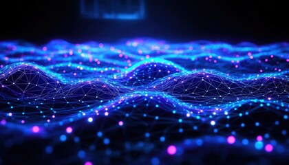 Glowing Particle Wave Abstract Digital Landscape