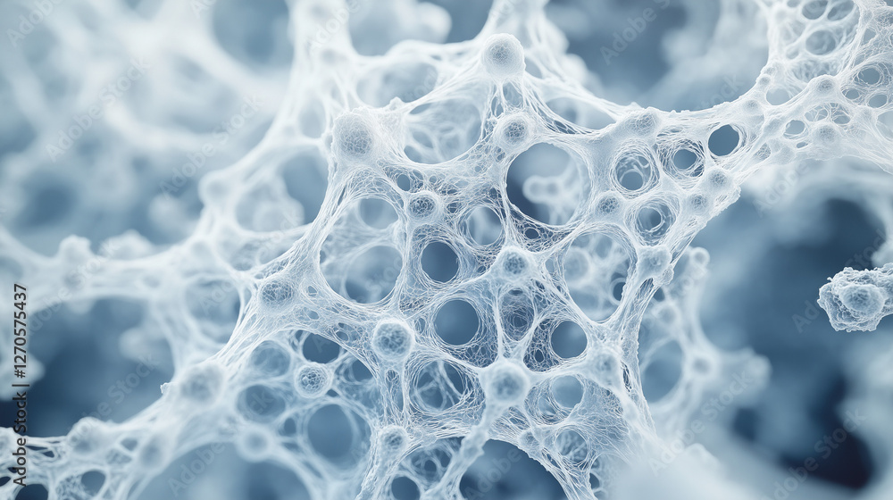 Aufkleber microscopic world: an abstract, close-up view of a microscopic structure reveals a complex network o