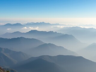 Misty Mountain Range at Dawn