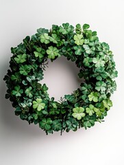 Green ivy plant for decoration with brown wooden circle base