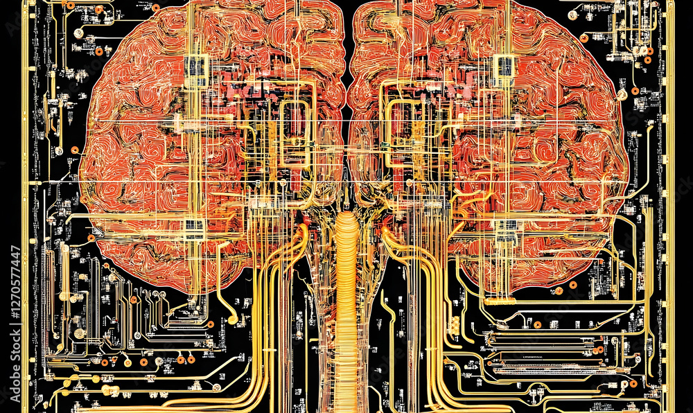 Poster neural pathways, a technological rendering of the human brain circuitry
