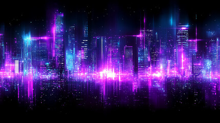 Cyberpunk Cityscape at Night Futuristic Urban Neon Lights and Reflections