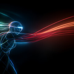 Cyberpunk Reality Bender Digital Futuristic World Interaction with Neon Lights and Technological Aura