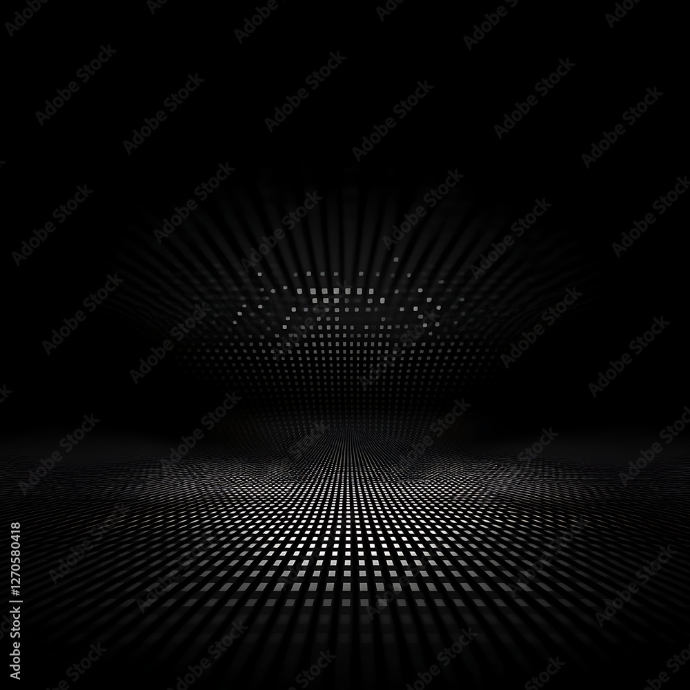 Poster dark futuristic grid world with perspective and lines creating a sense of depth and structure