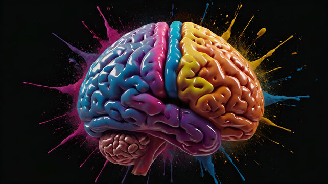 Concept art of a human brain exploding with knowledge and creativity. generative ai 

