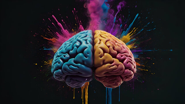 Concept art of a human brain exploding with knowledge and creativity. generative ai 
