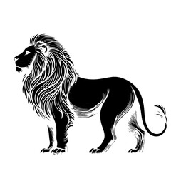 Majestic Lion Black Outline and Silhouette Illustration – Bold and Minimalist Wildlife Art.
