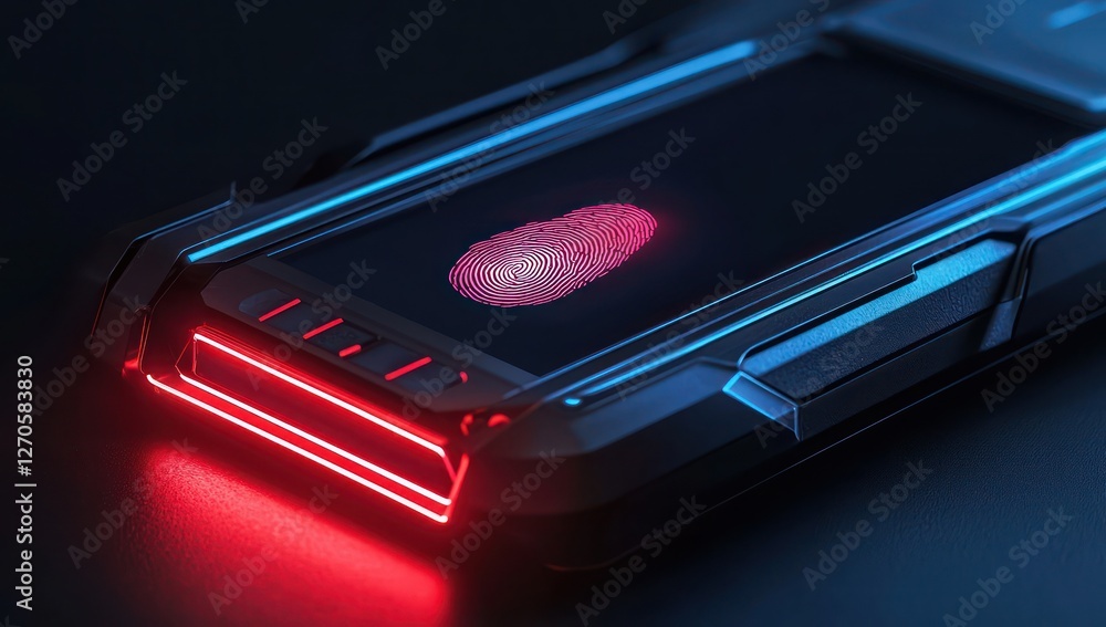 Poster advanced fingerprint scanner demonstrates biometric roles in secure identity management.