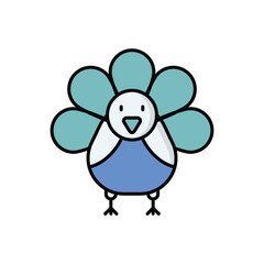 Turkey icon isolated on a white background. Vector illustration.