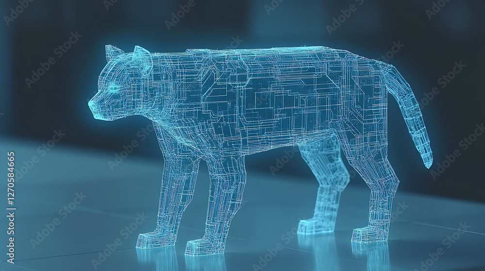 Aufkleber digital canine construct illuminated abstracted dog image tech inspired futuristic design