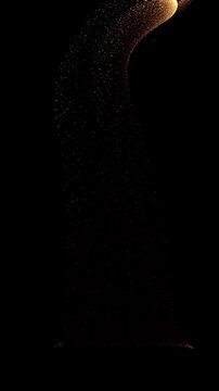 Golden particle effect, particle flow, reflecting the sense of science and technology and texture, vertical 4k