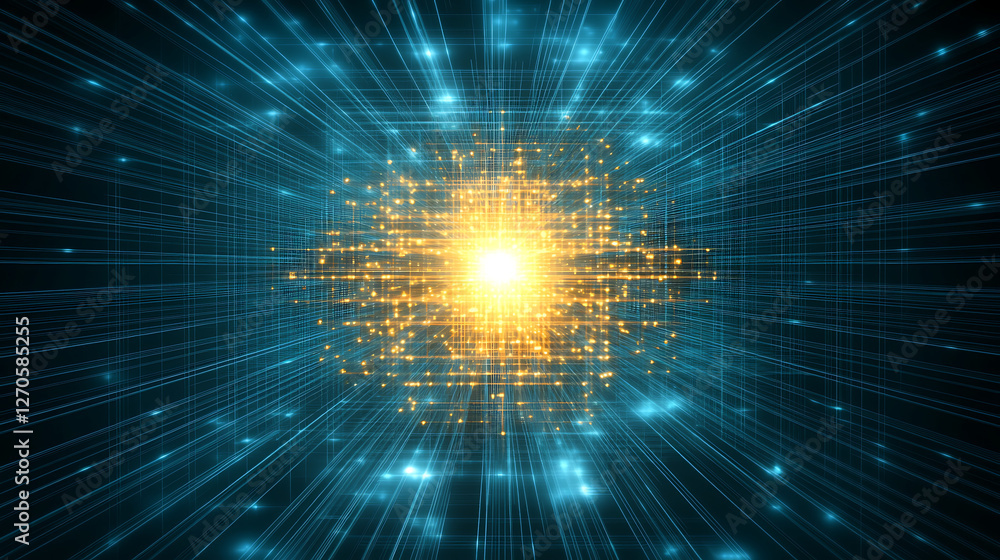 Poster digital core bursting with light in a network of interconnected data streams and communication
