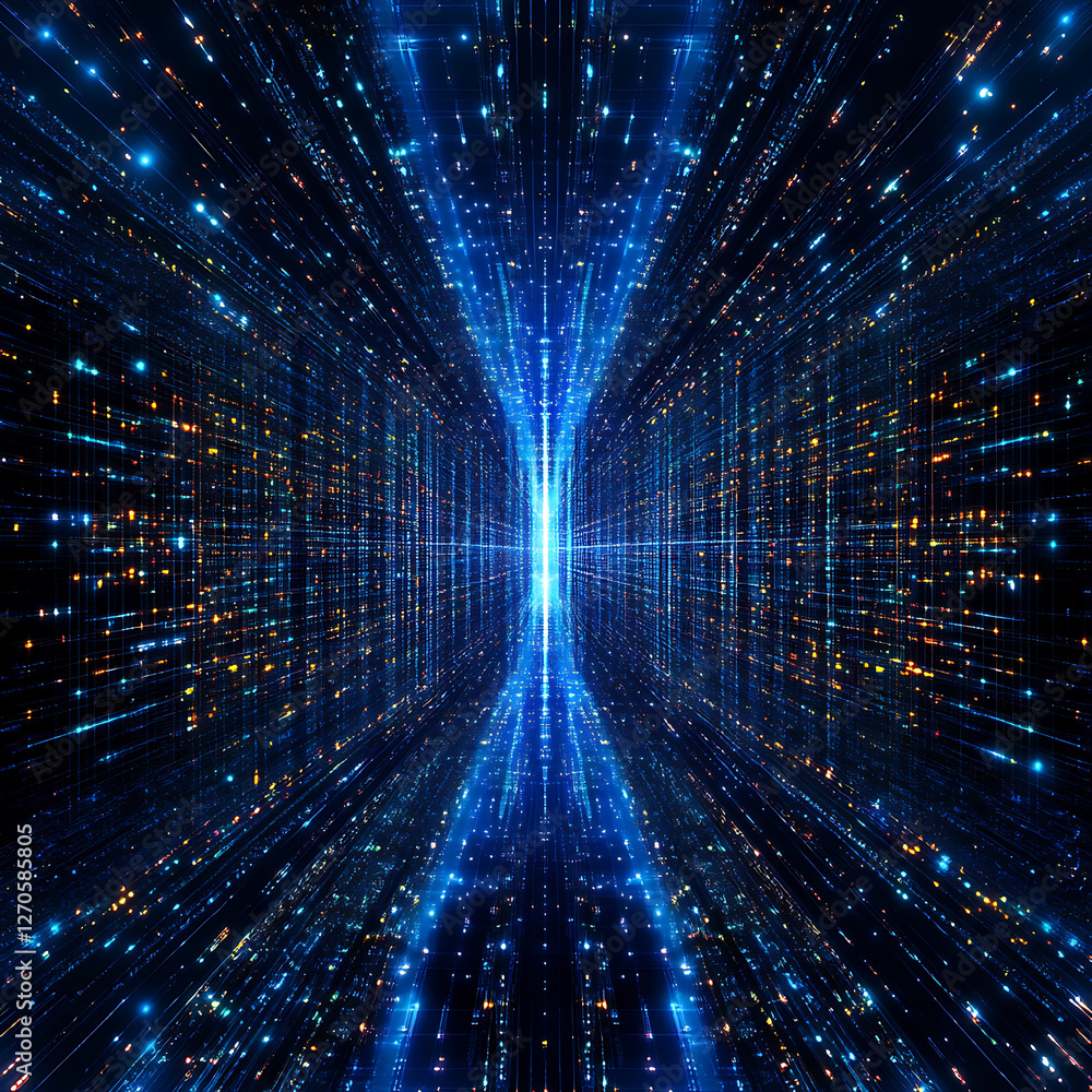 Poster digital data stream abstract background representing complex information in cyberspace technology